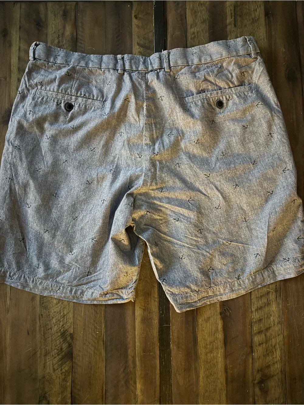 Chaps Light Blue Anchor-Print Flat Front Men’s Shorts